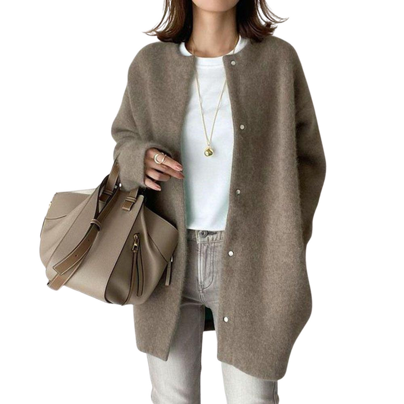Modische Damen Strickjacke, eleganter Cardigan mit Langarm. Stilvolles Oberteil für Büro-Looks & Freizeit.