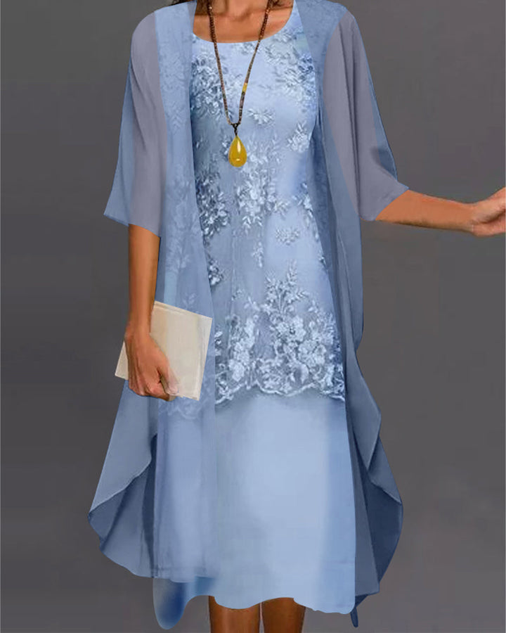 Elegantes zweiteiliges Damen Midikleid für festliche Anlässe, Hochzeiten & Partys. Ideal als Sommer- oder Abendkleid.
