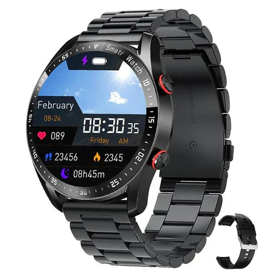 Unisex Wearable am Handgelenk, zeigt Blutzucker, Blutdruck & Herzfrequenzwerte an.