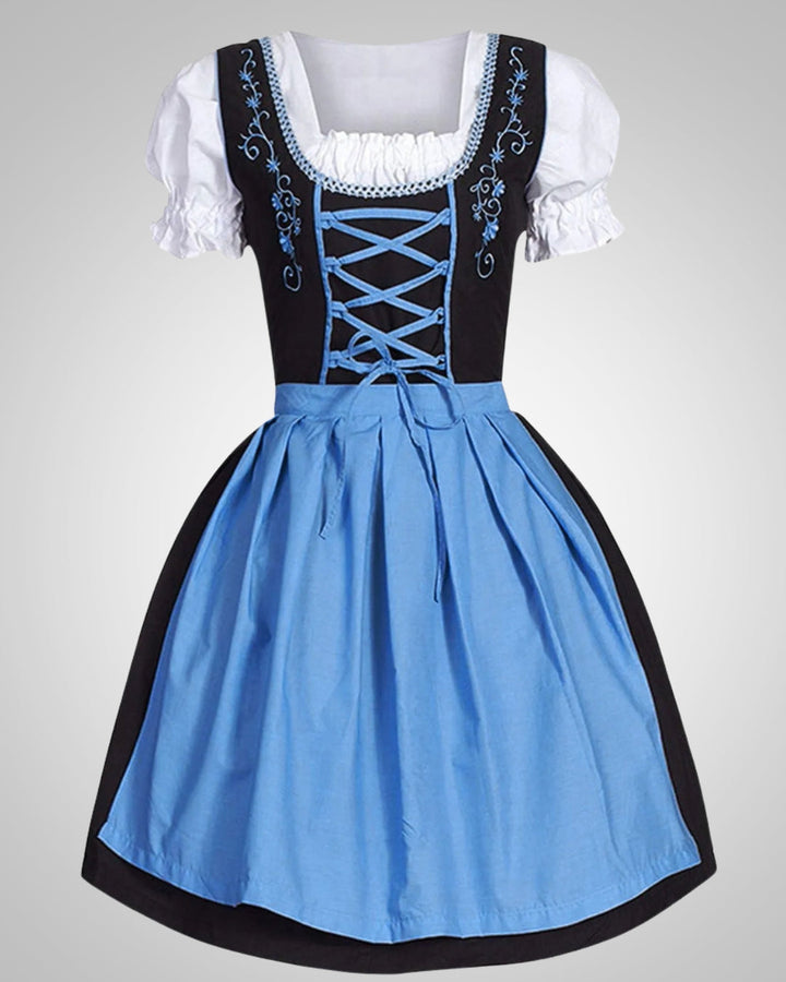 Damen Traditionelles Dirndl für Oktoberfest mit aufwendiger Stickerei & klassischer Schnürung im Mieder.