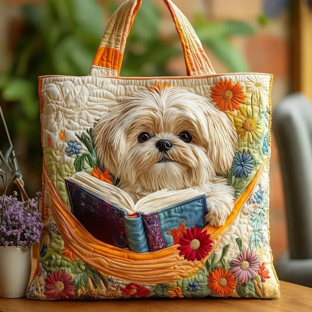 Handgefertigte Damen Tragetasche mit stilvollem Shih Tzu Hundemotiv, gepolstert, ideal für den Alltag.