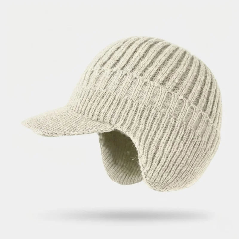 Bequeme Unisex Thermomütze mit Ohrenklappen in Dunkelblau, winddicht, hält Kopf und Ohren warm.