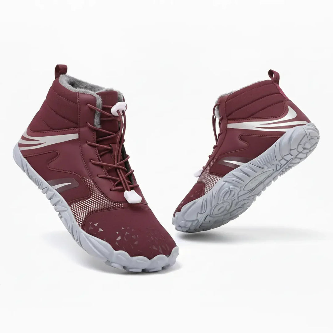 Schwarze Unisex Winter-Barfußschuhe, wasserabweisend, warm & flexibel für natürliches Laufgefühl.