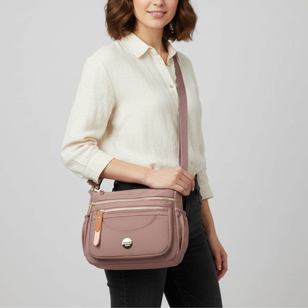 Lässige Unisex Alltagstasche aus Nylon, schwarz. Perfekte Crossbody-Tasche für den täglichen Gebrauch.