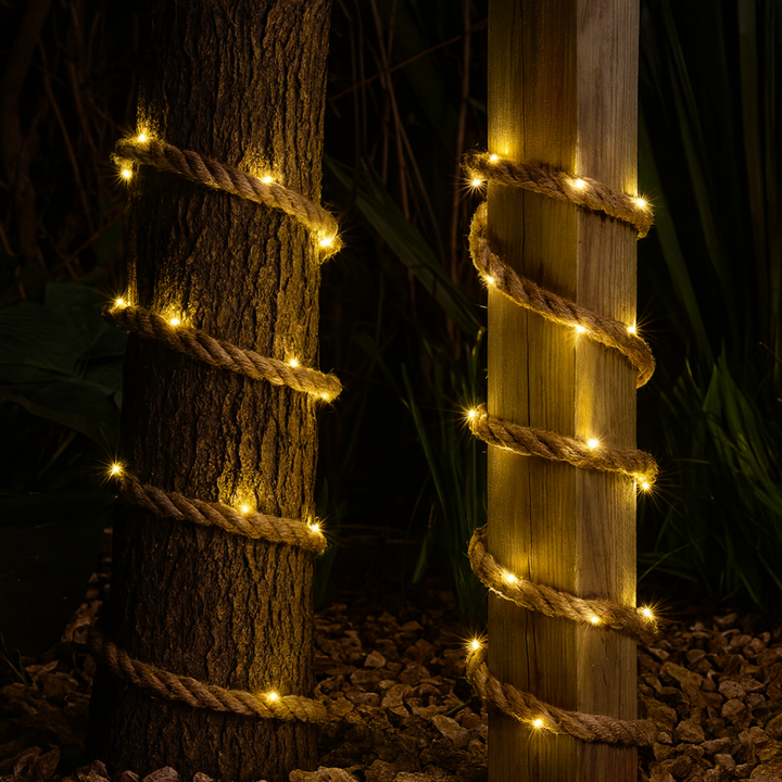 Rustikale Solarlichterkette für Garten & Terrasse, solarbetrieben, dekorative LED Außenbeleuchtung.