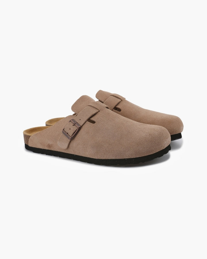 Unisex Clogs mit stilvoller Steppnaht in Beige, perfekt für bequemen Alltags- und Freizeitkomfort.
