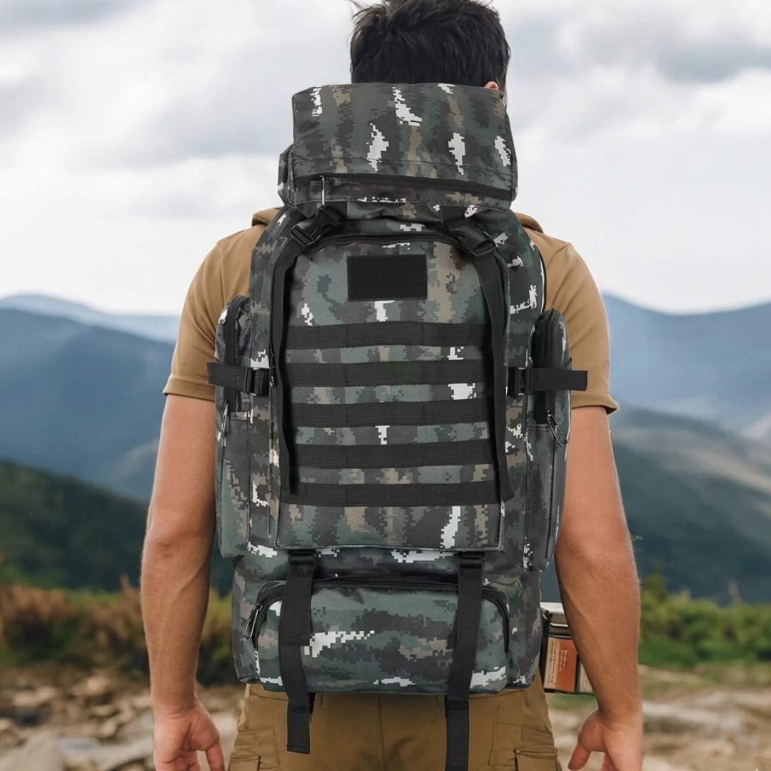 Robuster 80-Liter-Trekkingrucksack für Outdoor-Abenteuer, Wandern & Camping. Ideal für lange Touren.