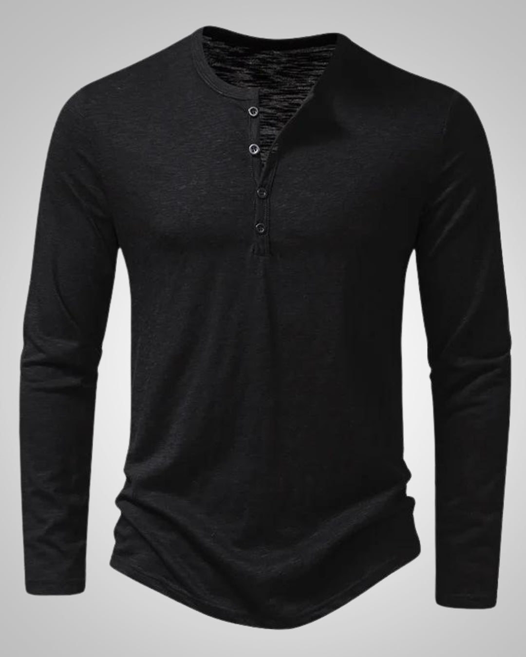 Modernes Herren Henley Shirt, Langarm, Slim Fit. Perfektes Basic für jede Herrengarderobe.
