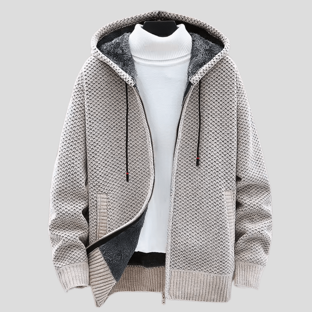 Stilvoller Herren Strick-Hoodie, warm und vielseitig für Alltag & Casual Wear. Ideal als Kapuzenpullover.