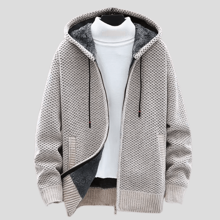 Stilvoller Herren Strick-Hoodie, warm und vielseitig für Alltag & Casual Wear. Ideal als Kapuzenpullover.