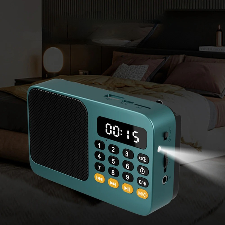 Notfallradio mit Bluetooth, Digitaltuner für FM/AM/SW, heller Taschenlampe und Powerbank-Funktion, tragbar.
