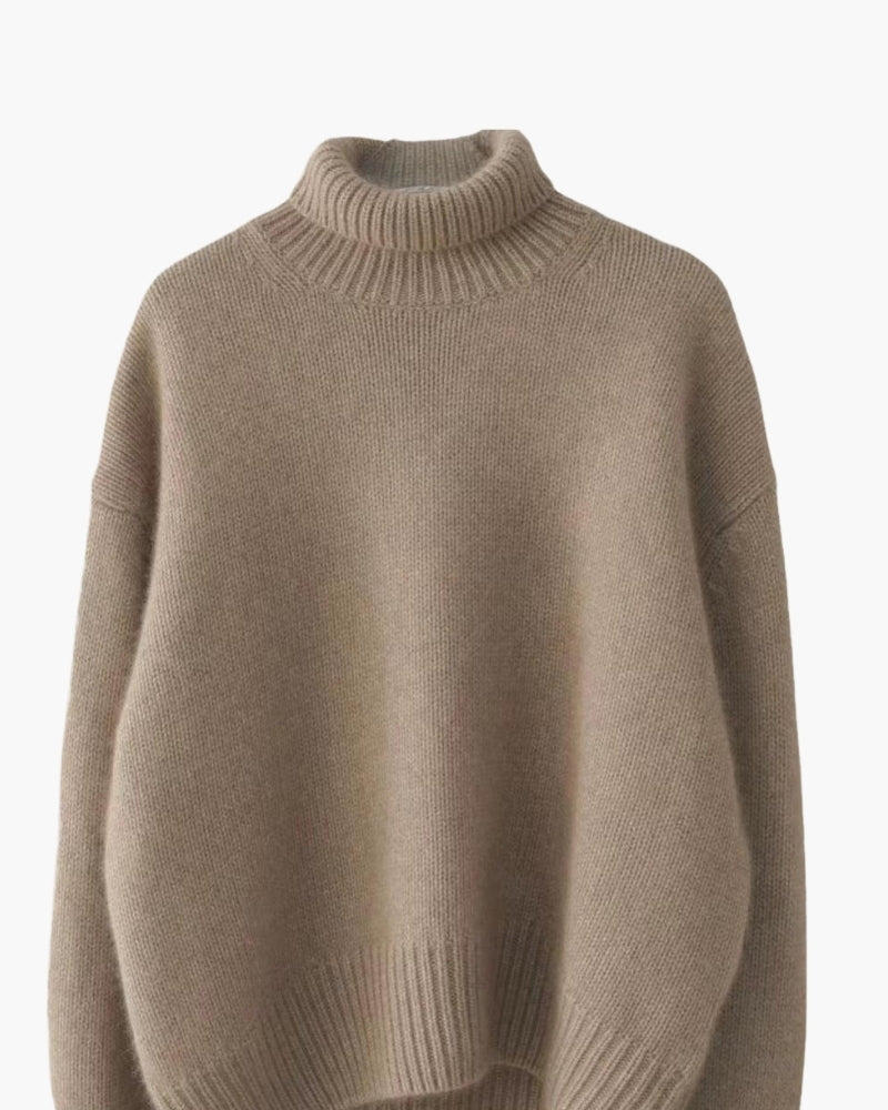 Kuscheliger Damen Rollkragenpullover aus weichem Strick. Warmes Langarm-Oberteil, perfekt für kalte Herbst- & Wintertage.