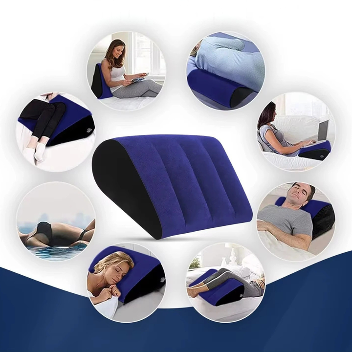 Leichtes, aufblasbares Keilkissen für Reisen, bietet ergonomische Unterstützung und Schmerzlinderung.