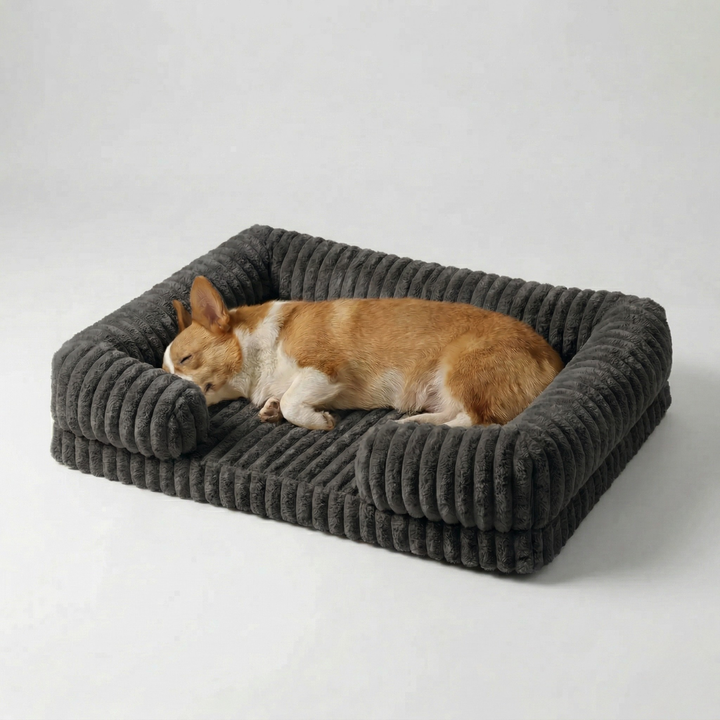Robustes Hundesofa, orthopädisch mit Memoryschaum, langlebiges Haustierbett.