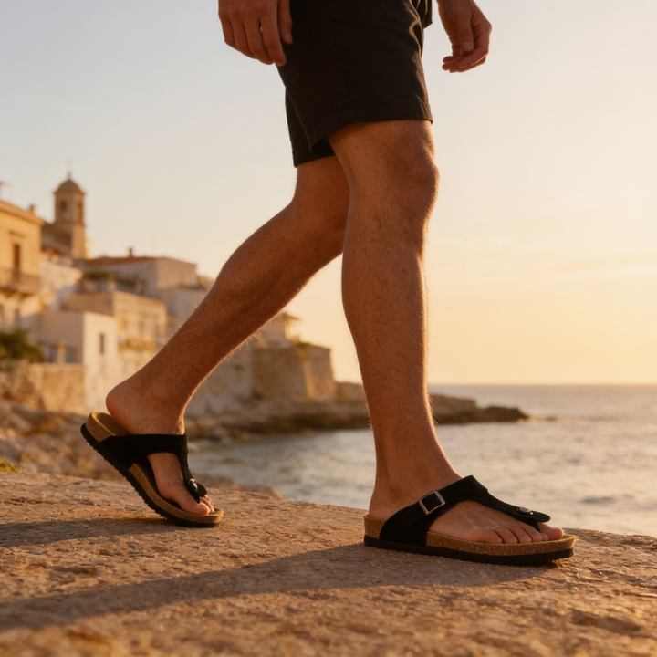 Robuste Herren Sandalen, T-Riemen Freizeitschuhe mit hohem Tragekomfort für lange Tage.