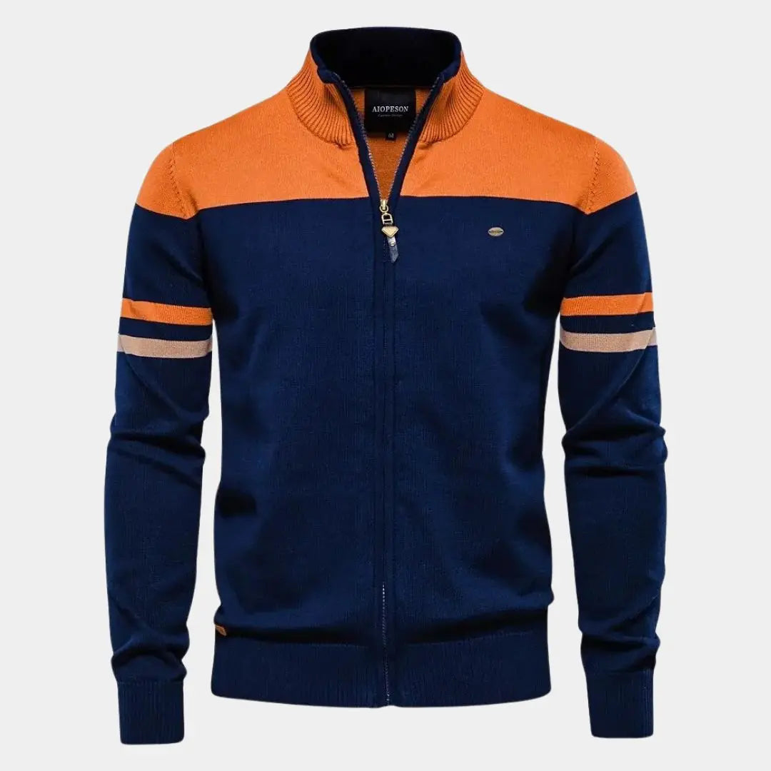 Basic Herren Strickjacke mit Reißverschluss & Stehkragen. Eleganter Langarm-Pullover für vielfältige Herrenmode-Looks.