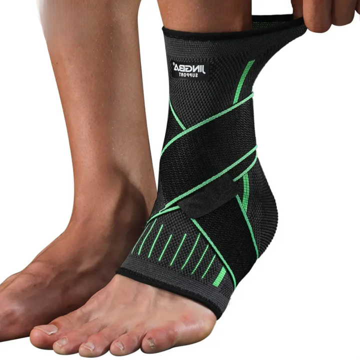 Stabile Fußgelenkstütze mit Kompression, ideal zur Vermeidung von Verletzungen. Unisex Sportbandage, verstellbar.