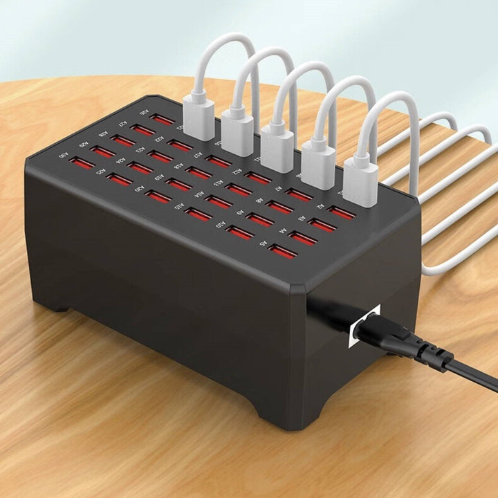Universelle 30-Port USB-Ladestation für Zuhause & Büro. Multi-Port Schnellladegerät für Handy, Tablet.