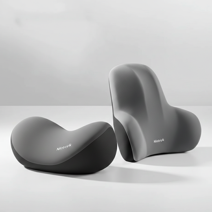 Nacken- & Lendenstützen Set für Autos. Ergonomisches Design mit Memory-Schaum für optimalen Halt.