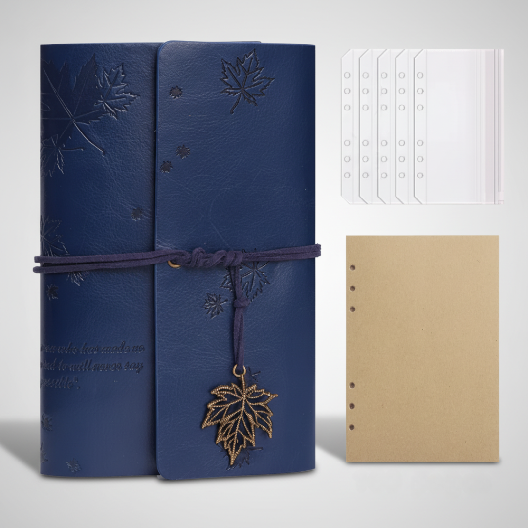 Handgebundenes Vintage Wickeljournal aus Kraftpapier für Reiseskizzen und Ideen.