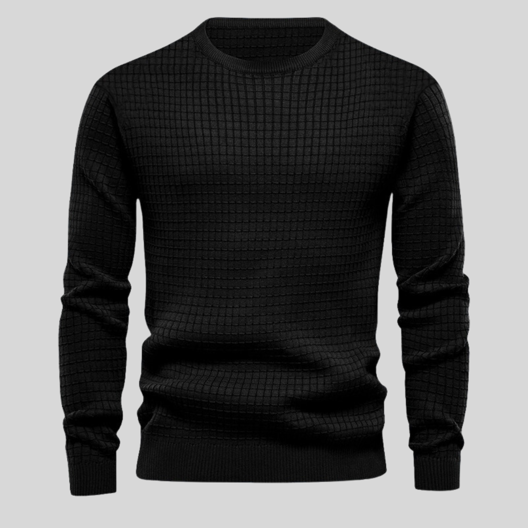 Herren Rundhals-Pullover mit geripptem Saum, Langarm. Ideal für Herbst & Winter. Basic & komfortabel.