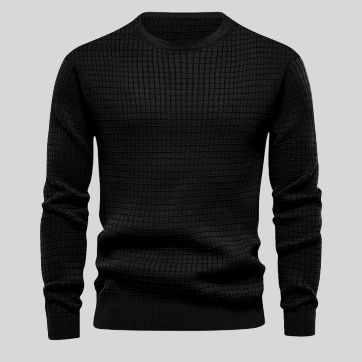 Herren Rundhals-Pullover mit geripptem Saum, Langarm. Ideal für Herbst & Winter. Basic & komfortabel.