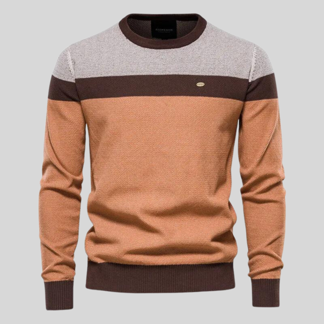 Orange Herren Langarm Pullover, zeitloser Rundhals Regular Fit. Ideal als Ganzjahrespullover für Männer.