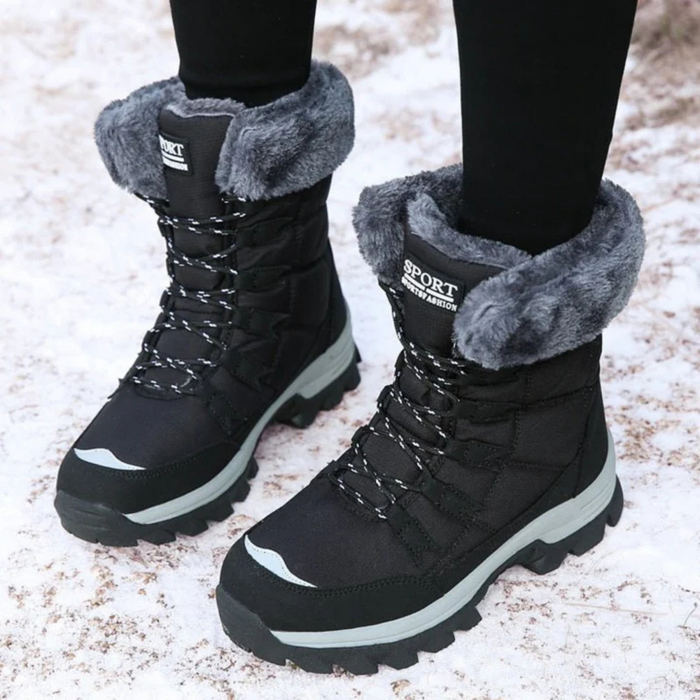 Kuschelig gefütterte Damen Winterschuhe, wasserdicht & warm. Perfekt für Schnee und kalte Jahreszeit, rutschfest.