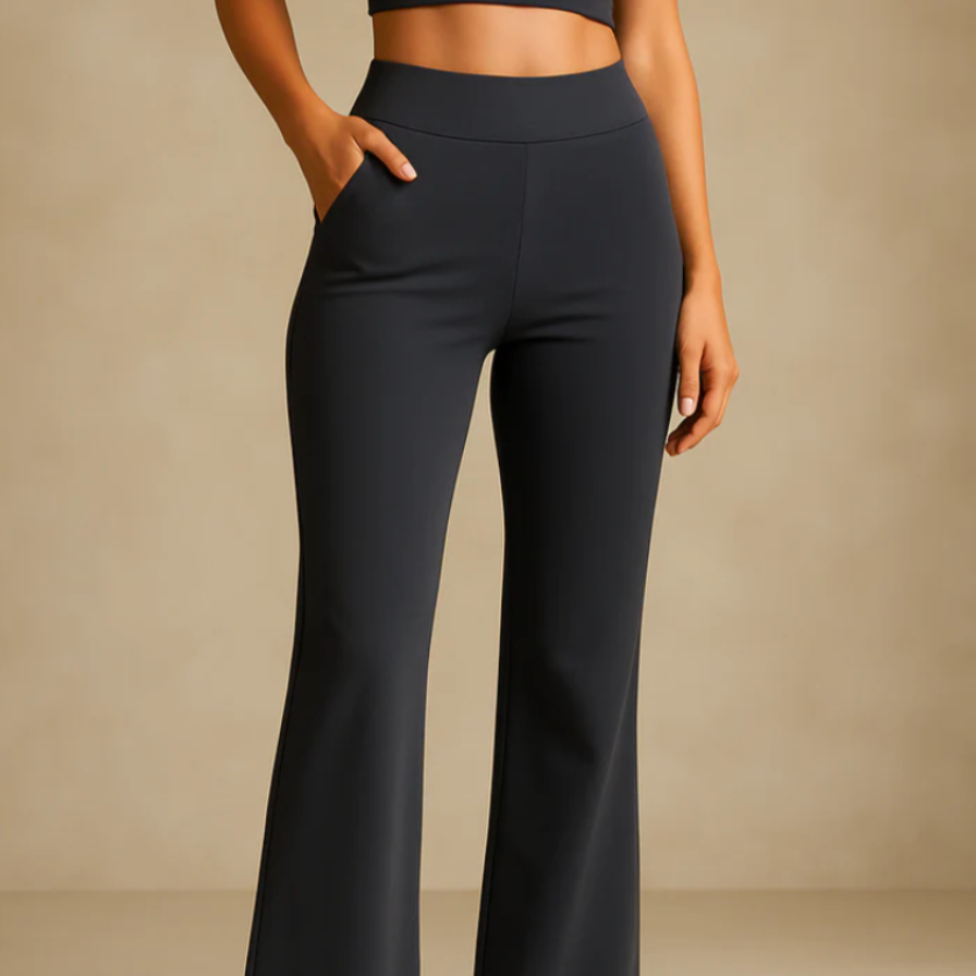 Komfortable Damen Stretchhose mit praktischen Seitentaschen. Ideal für Freizeit & Büro.
