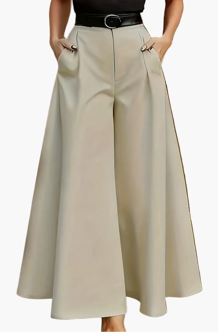 Elegante Frauenmode: Weitbeinige High-Waist Palazzo-Hose, perfekt für Business und besondere Abende.