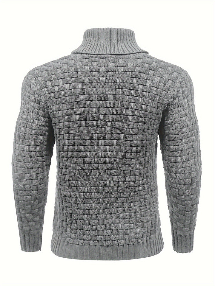 Eleganter Freizeit-Pullover für Herren: Waffelstruktur und stilvoller Schalkragen.