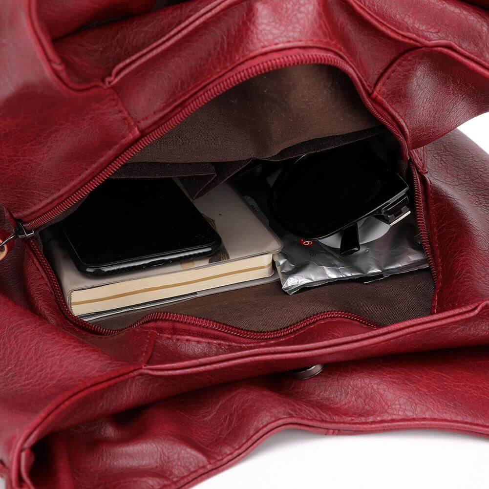 Vielseitige PU Leder Damen Schultertasche mit Reißverschluss & Fächern, stilvoll.