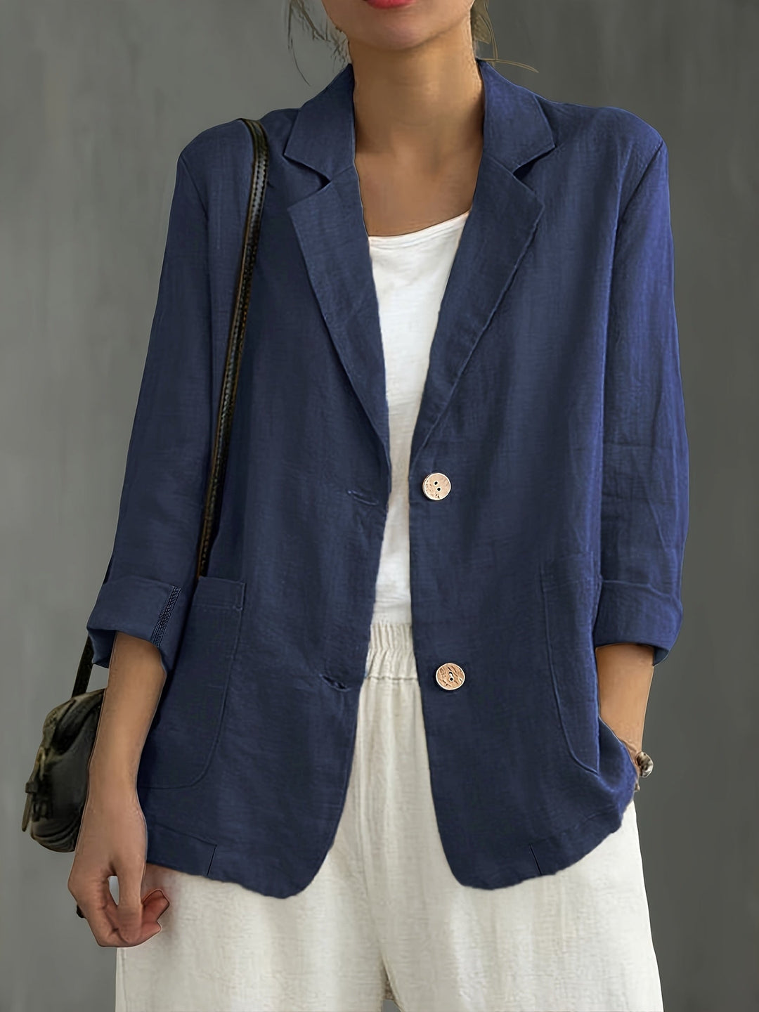 Eleganter Damen Blazer für Business & Freizeit; lockere Passform, 3/4 Ärmel, ideal für Frühling/Sommer.