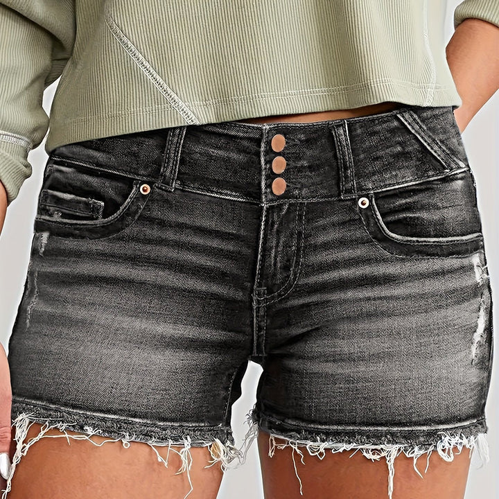 Trendige Damen Jeansshorts mit Fransen und Used-Effekt. Dein Must-have für den Sommer.