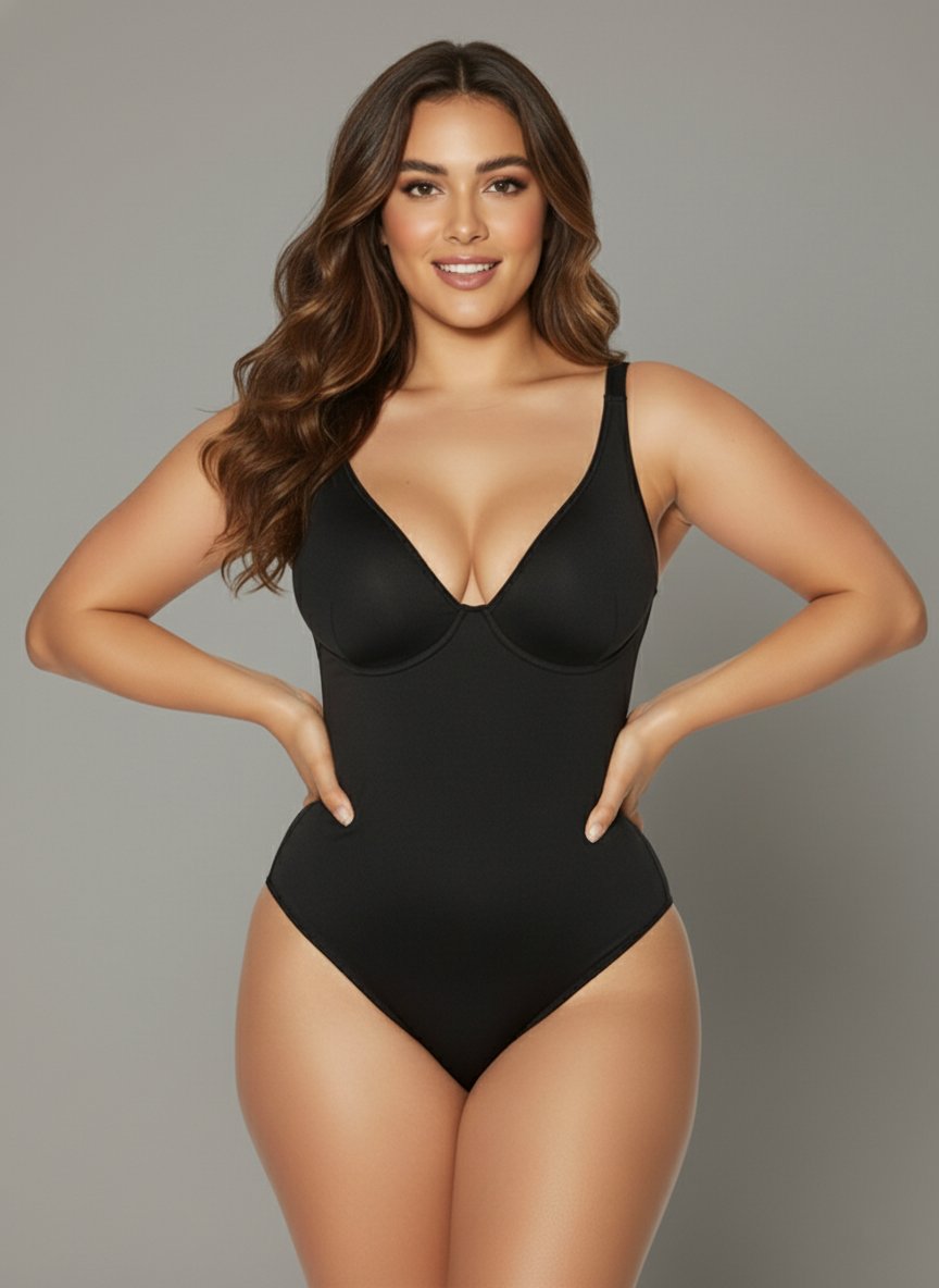 Ganzkörper Damen Shaping Bodysuit, nahtlos, mit V-Ausschnitt. Definiert die Figur & sorgt für ein glattes Finish.