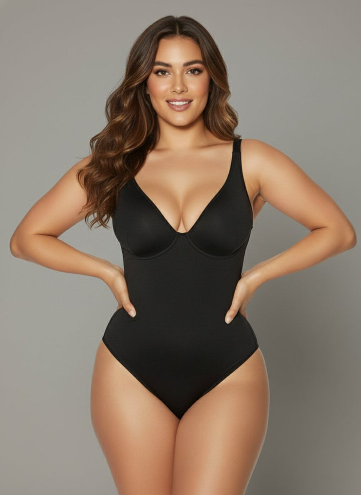 Ganzkörper Damen Shaping Bodysuit, nahtlos, mit V-Ausschnitt. Definiert die Figur & sorgt für ein glattes Finish.