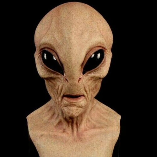 Handbemalte Alien Vollkopfmaske für Erwachsene, gruseliges Latexkostüm für Halloween, Cosplay & Sci-Fi-Mottopartys.