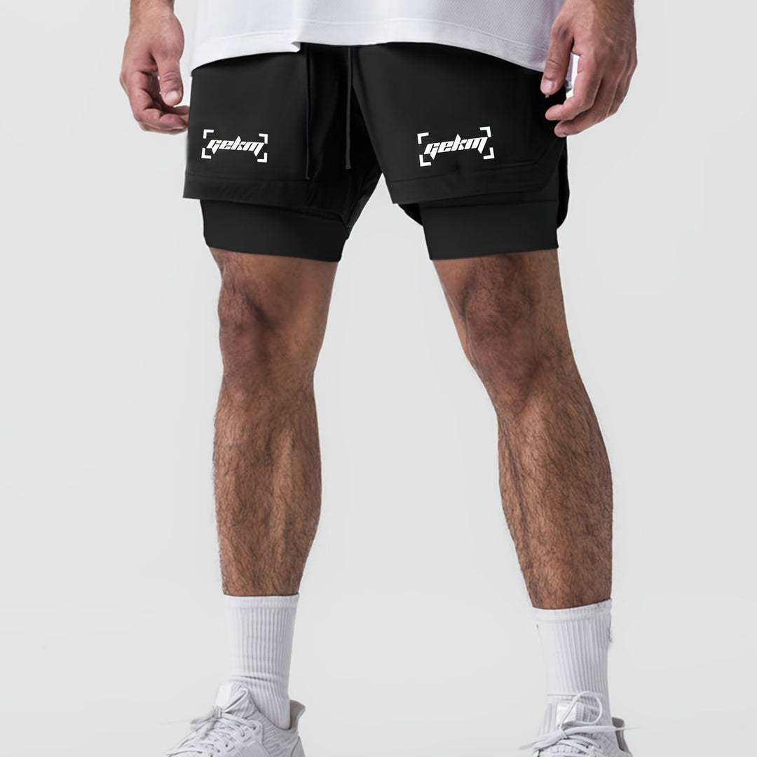 Sportliche Herren Performance Laufshorts, 2-in-1 mit Innentasche für Schlüssel.