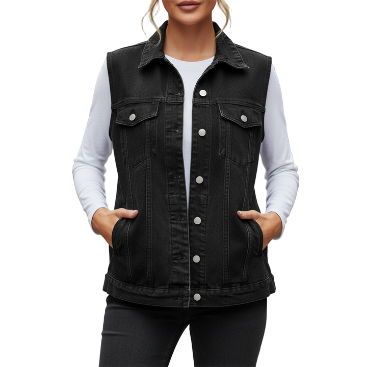 Damen Herbstweste ärmellos mit praktischen Taschen, ideal für einen stilvollen Casual-Alltagslook & Layering.