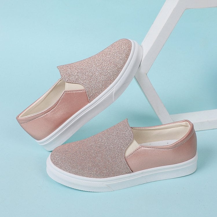Eleganter Pailletten Slipper für Damen. Bequemer Freizeitschuh mit elastischem Band und glitzerndem Design.