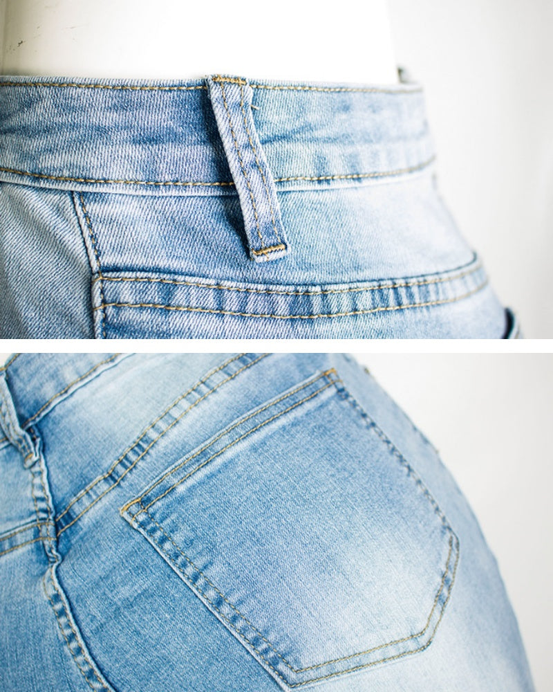 Damen Hose: Eine stilvolle High Waist Skinny Jeans in Blau, stretchig, figurbetont und bequem.