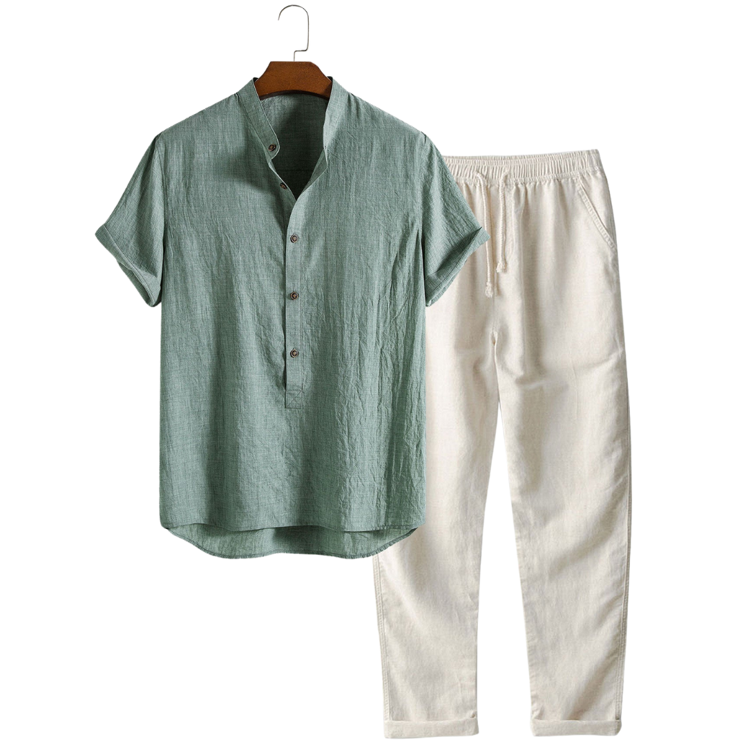 Herren Sommer Zweiteiler: atmungsaktives Hemd & Hose Set für Komfort und entspannten Casual Look.