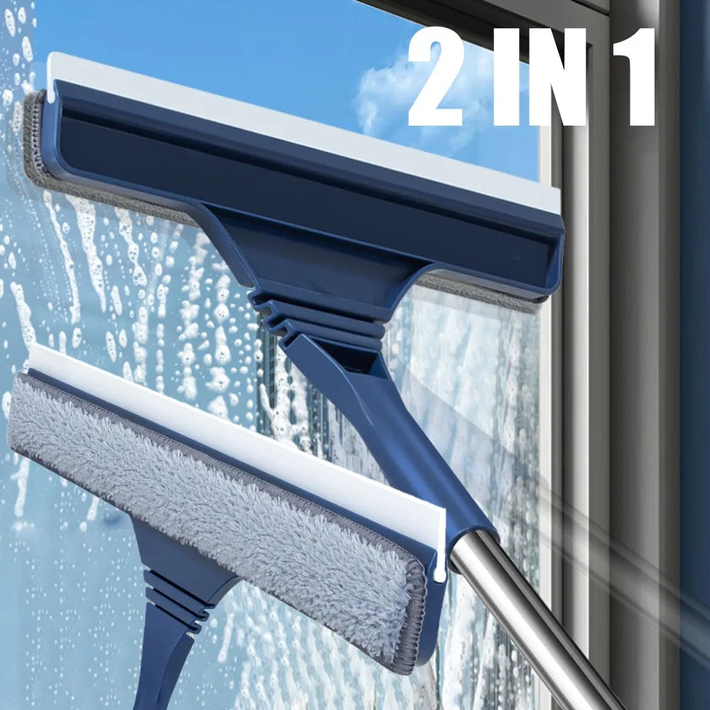 Praktischer 2-in-1 Teleskop Abzieher mit Mikrofasertuch für einfache & effektive Glasreinigung.