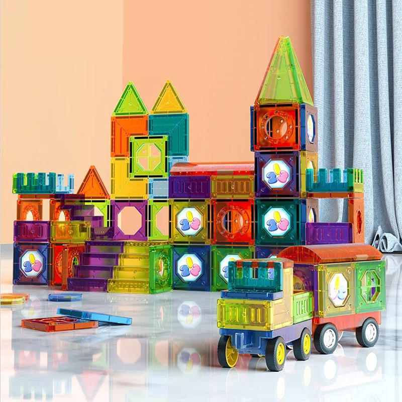 Kinder Magnetische Bausteine, leuchtendes Baukasten Spielzeug, fördert Kreativität & STEM Lernen.