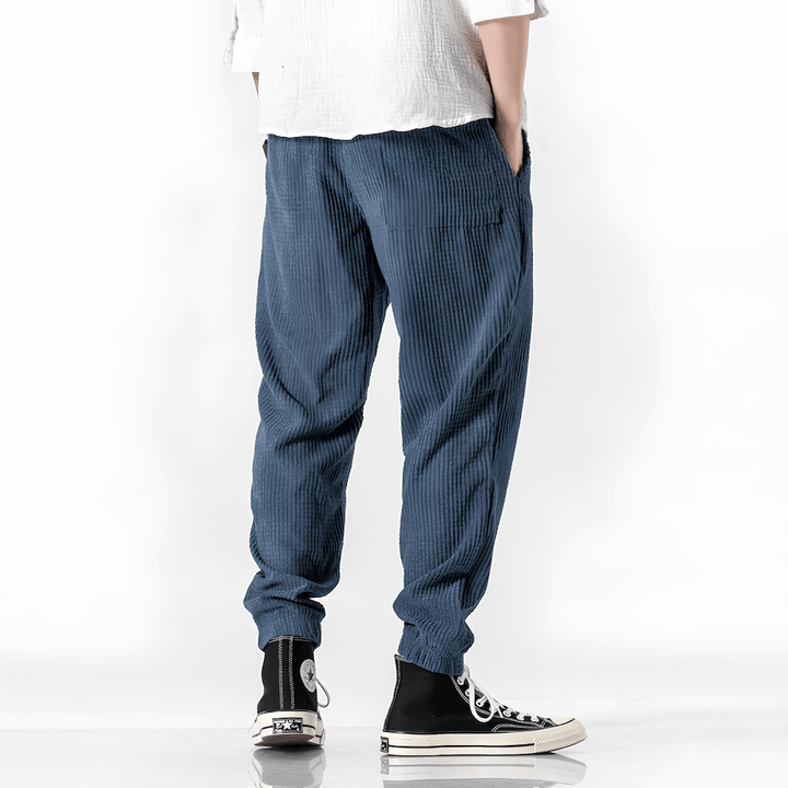 Bequeme Herren Cordhose in Dunkelblau mit normaler Passform. Perfekt als Freizeithose oder für einen smarten Alltags-Look.