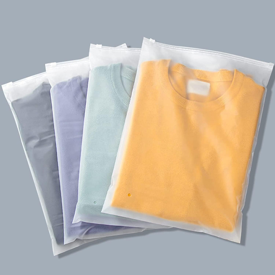 Stilvolle, gefrostete Aufbewahrungsbeutel für diskrete Lagerung von Kleidung & Accessoires. 20er-Pack. Transparent.
