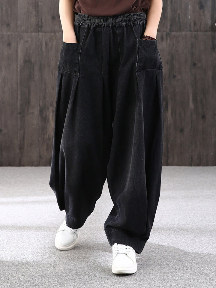 Komfortable, blaue Damen Baggy Jeans Hose aus hochwertigem Denim, ideal als Freizeithose und Streetwear.