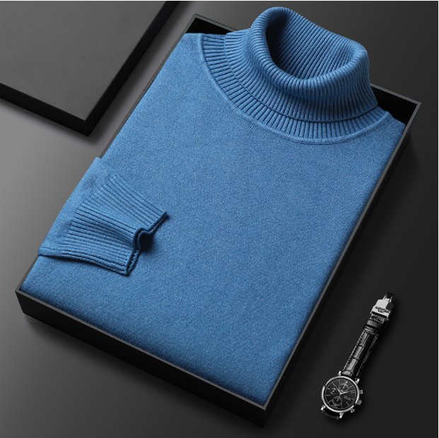 Herren Winter Rollkragenpullover langärmlig. Eleganter warmer Strickpullover für Business Casual & Freizeit.