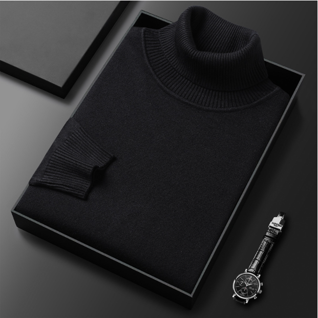 Warmer Herren Winter Rollkragenpullover aus weichem Strickgewebe. Perfektes Oberteil für kalte Tage.