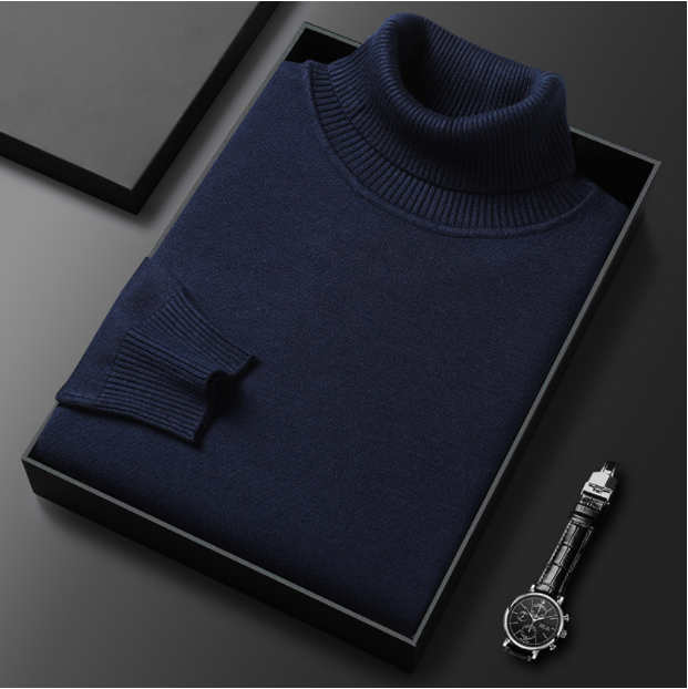 Eleganter Herren Langarm Rollkragenpullover, ideal für Business Casual und stilvolle Freizeitlooks.